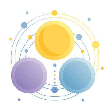 Flat design solar system illustration with planets and orbits