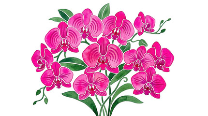 Fototapeta premium Beautiful pink orchids on a floral artwork nature scene vibrant colors