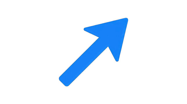 Blue arrow pointing up and to the right isolated on transparent background
