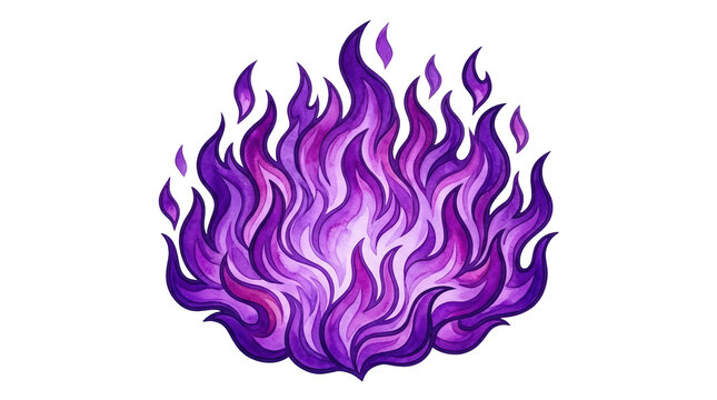 Dynamic purple flames illustration transparent background digital art creative concept vibrant design