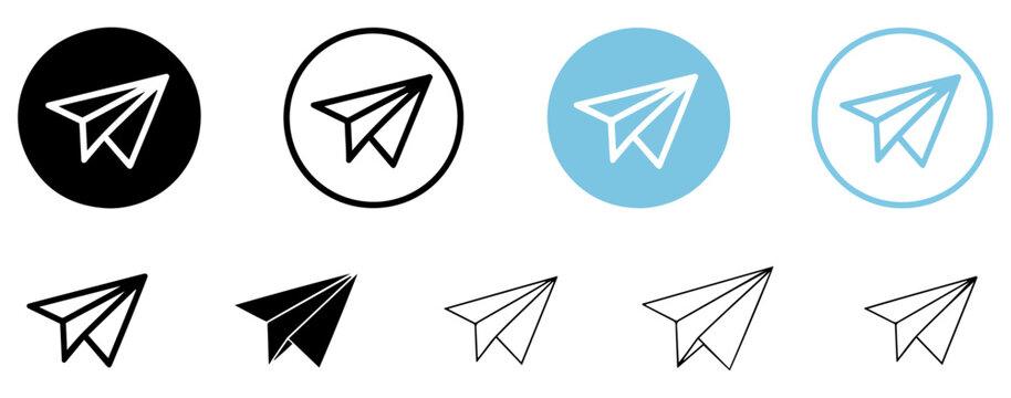 send message icon button with paper plane vector