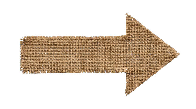 Burlap arrow on isolated on transparent background