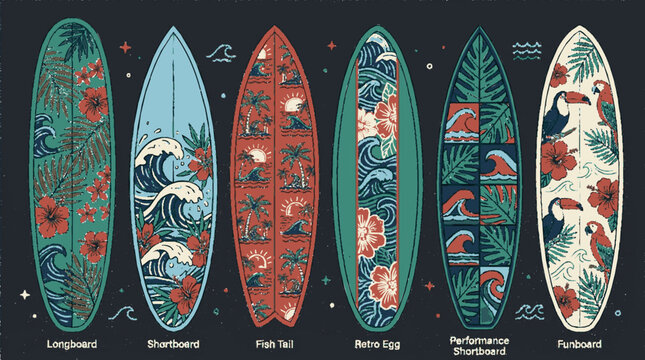 Tropical surfboard collection