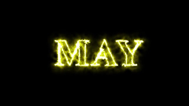 May month text neon sign glowing animation with fire. Calendar of january month 4k stock video......