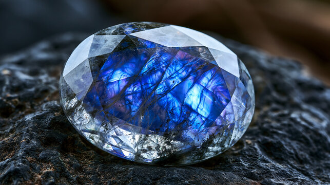 Moonstone adularescence optical phenomenon captured at precise viewing angle, orthoclase feldspar cabochon displaying billowing adular schiller effect, gemological macro documentation, diffused tran