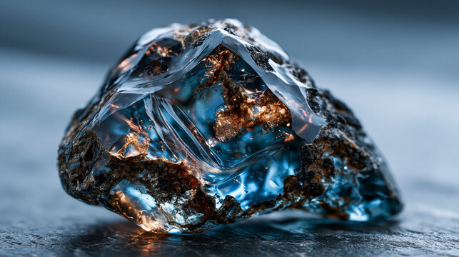 Obsidian Apache tear nodule translucent against backlit surface, volcanic glass spheroid showing internal flow inclusions, perlitic fracture texture on outer surface, mineralogical transmitted light