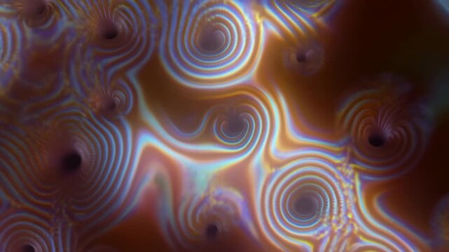 Iridescent concentric rings with glowing abstract pattern