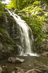 Obraz premium Le splendide cascate del torrente Dardagna nel bosco in appennino