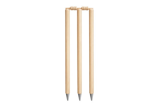 Wooden Cricket Wickets and Bails Set isolated PNG with Transparent Background