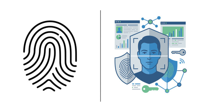 Biometric security and face recognition icons