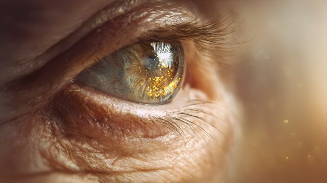 Macula degeneration depicted in a soft painterly eye illustration for awareness