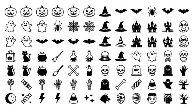 Halloween Icons Collection Spooky Symbols and Characters