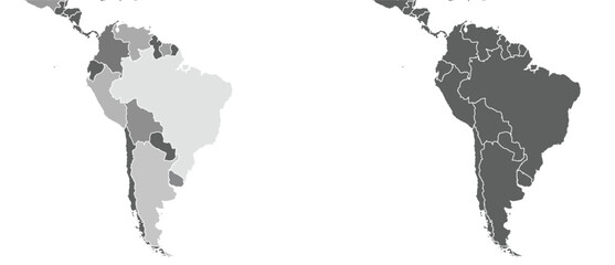 Obraz premium South America Map Comparison Vector Illustration for Geographic Analysis