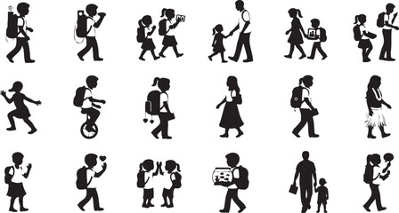 Set of silhouettes of school children and students © Lutfar_Rahman