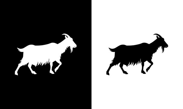goat silhouette vector illustration, silhouette of black goat vector, art, design, symbol, animals, animal, silhouette, set, art, design, illustration, black, icon, icons, logo, web, business, banner,