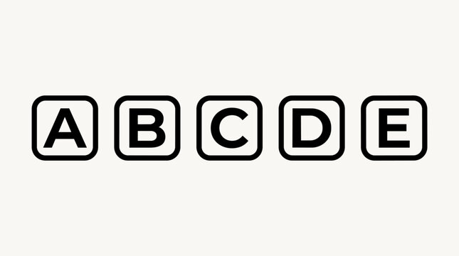 Black Alphabet Letters Inside Rounded Square Frames