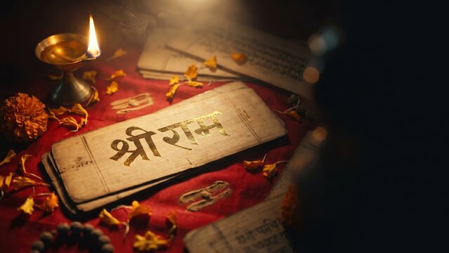 Ramcharitmanas Sacred Manuscript &ndash; Hindu Devotional Scripture