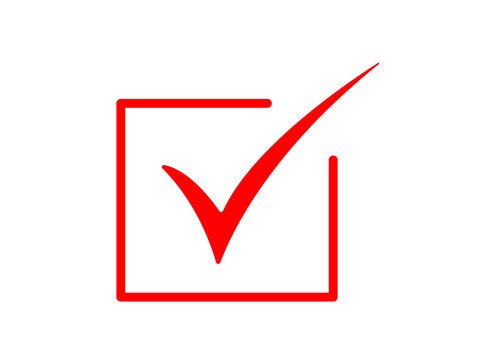 Red checkmark tick icon with square outline checkbox box png file with transparent background