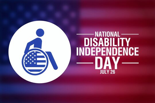 National Disability Independence Day July 26 wheelchair icon American flag banner