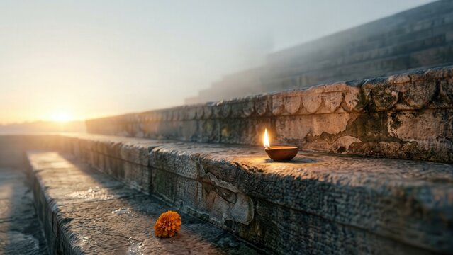 Tulsi Ghat Stone Steps &ndash; Sacred Heritage Texture