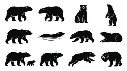 Polar Bear Silhouettes Collection: Arctic Wildlife Icons © Nur