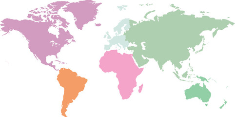 Obraz premium World Map Continents Vector Illustration for Global Infographic Use