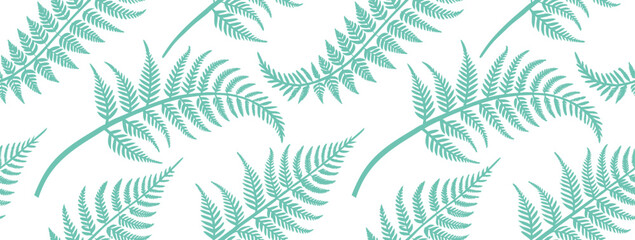 Seamless fern leaf pattern with elegant botanical foliage in soft green tones. Nature inspired background featuring tropical fronds and organic texture. Vector design for fabric, wallpaper, wrapping,  © Parul