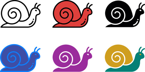 Colorful snail icons in different colors on white background © Khatunay JANNATARA