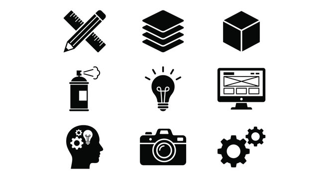 Education Icons Set Black Silhouette On White Background
