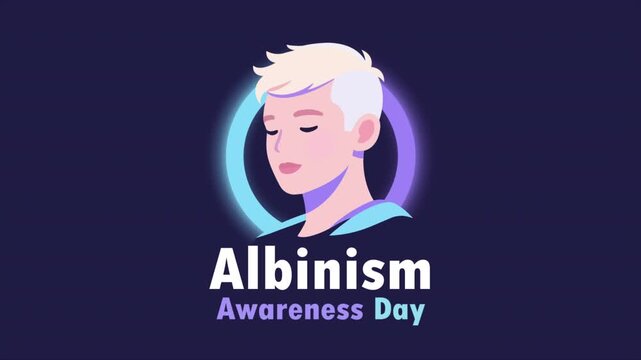 albinism awareness day man neon logo