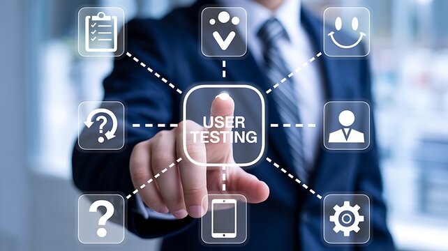 User testing concept with digital product evaluation and feedback interface