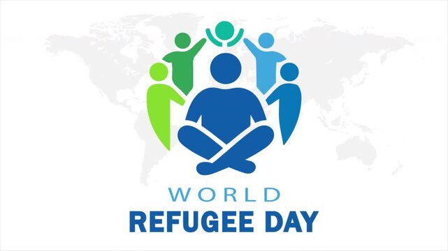 refugee world day people map logo