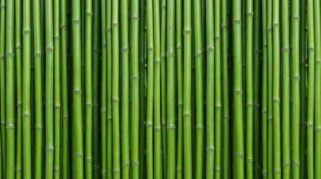 Close-up of green bamboo stalks seamless pattern