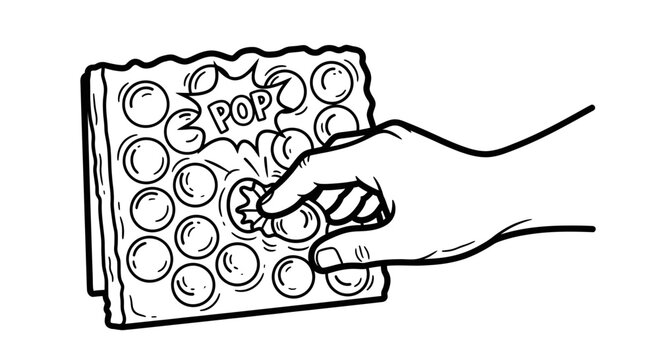 A hand pressing a buzzer device with a prank handshake pop it toy