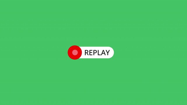 Replay text button animation with alpha channel, Replay icon video for Live Streamers, Action replay sign icon loop animation with transparent background in 4k.