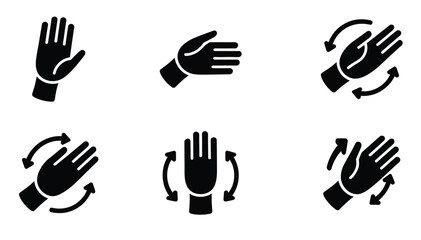 Obraz premium Hand gesture icons set showing rotation and movement for touch screen interface user interaction