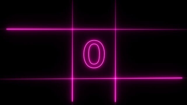 A digital modern,05 second to 0 second countdown icon.Glowing neon line and five second to zero second countdown icon.Countdown icon animation on black background.