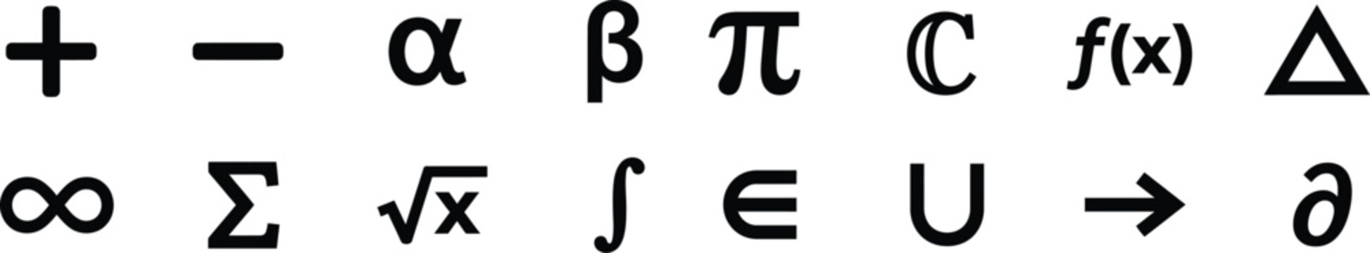 Mathematical Symbols and Formula Signs Set - Science and Algebra Icons