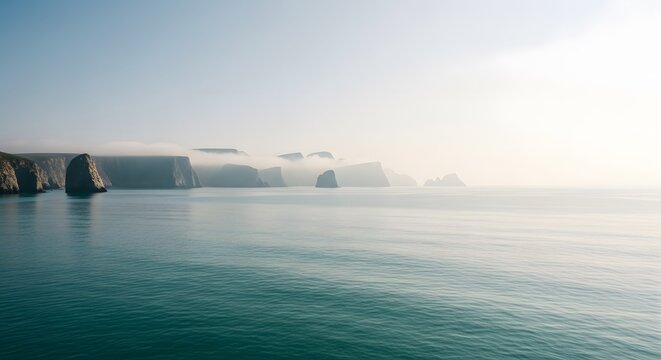 Dramatic coastal nature scene cliffs ocean and mist in iceland's westfjords landscape