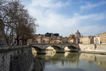 Obraz premium Historic street in Rome, Italy with traditional architecture