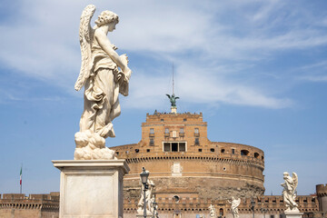 Obraz premium Historic street in Rome, Italy with traditional architecture