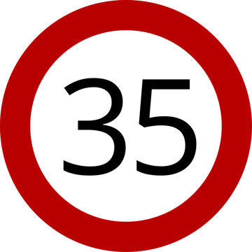 Speed Limit 35 kmh Traffic Sign Vector