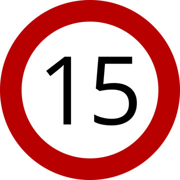 Speed Limit 15 kmh Traffic Sign Vector