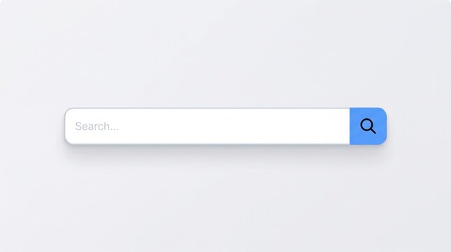 Search bar interface with magnifying glass icon on blue background