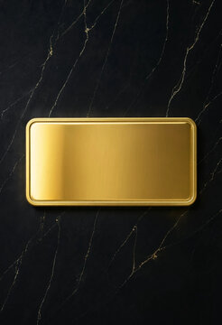 Golden Nameplate on Black Textured Background Minimalist Elegant Design