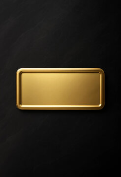 Blank Gold Nameplate on Black Background Minimalist Elegant Design