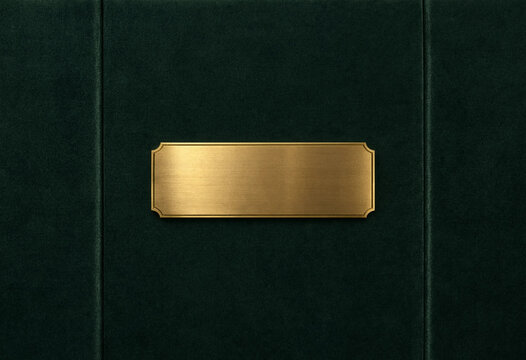 Rose Gold Nameplate on Rich Emerald Velvet Background