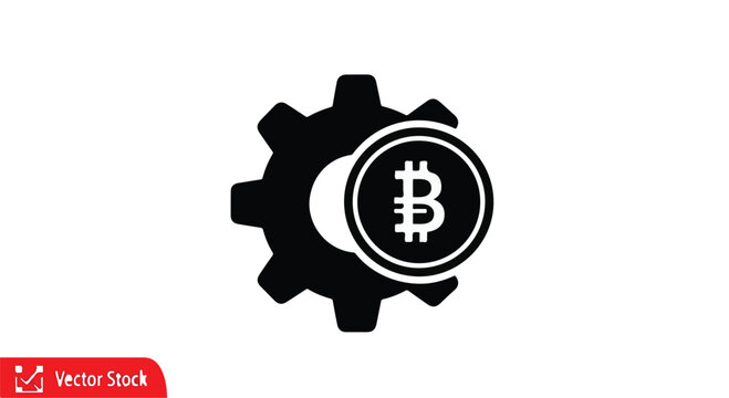 bitcoin gear icon cryptocurrency symbol