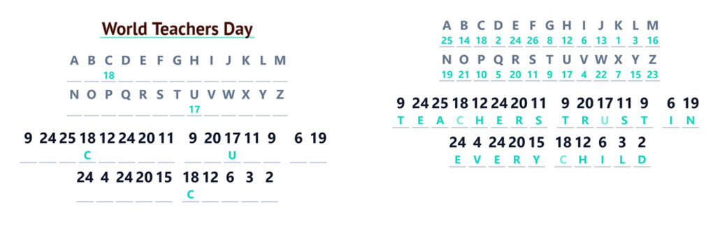 Number Code Puzzle Teacher printable secret number message worksheet for classroom use