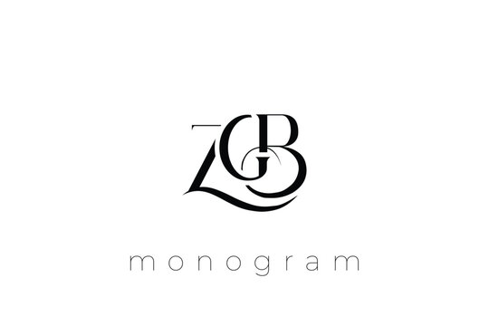 ZGB Elegant Monogram Logo Design With Decorative Lettering